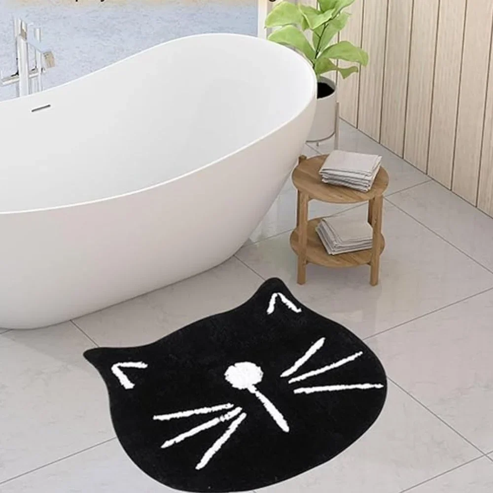 Microfiber Absorbent Bathroom Mat Cat Face NEW